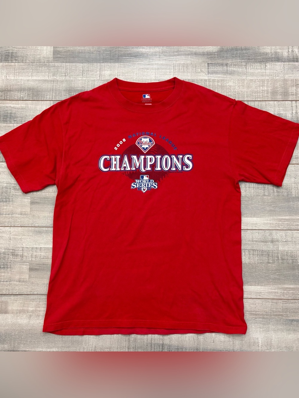 MLB Philadelphia Phillies 2008 NL & World Series Champions Red Shirt Men’s Large